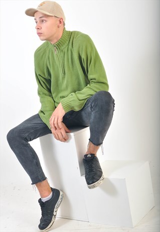VINTAGE 1/4 ZIP JUMPER IN GREEN