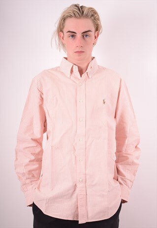 RALPH LAUREN MENS VINTAGE SHIRT LARGE ORANGE STRIPES 90S