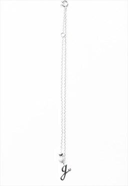 G Initial Anklet 925 Sterling Silver