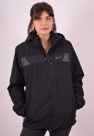 NIKE WOMENS VINTAGE JACKET SMALL BLACK 90S