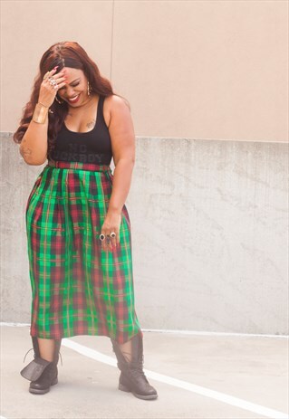 90'S VINTAGE TARTAN PLAID SKIRT
