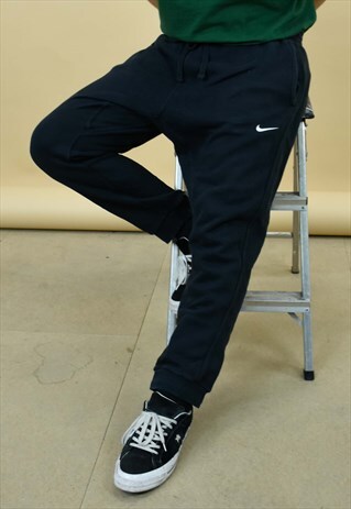NIKE TAPERED BLACK COTTON TRACKSUIT BOTTOMS