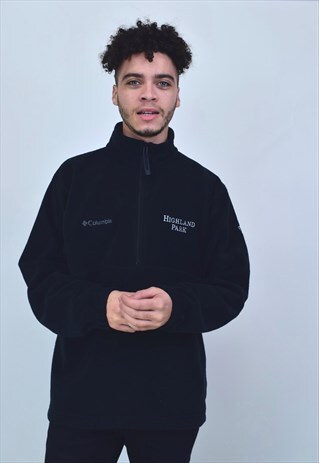 VINTAGE 90'S COLUMBIA BLACK 'HIGHLAND PARK' COLLARED FLEECE