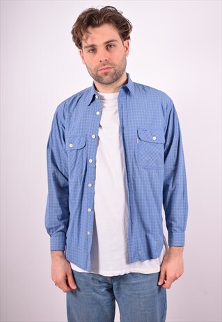 LEVI'S MENS VINTAGE SHIRT SMALL BLUE CHECK 90S