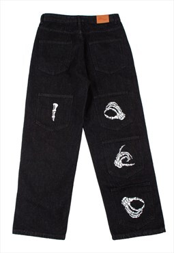 Kalodis Skeleton Print Multi-pocket Jeans