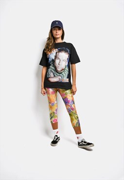 Vintage abstract capri legging multi coloured women 90s 