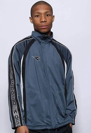 VINTAGE DIADORA TRACK TOP JACKET BLUE GREY