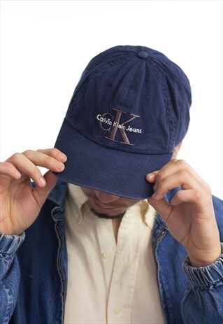 VINTAGE CK CALVIN KLEIN LOGO BASEBALL CAP HAT 90S X 2.4