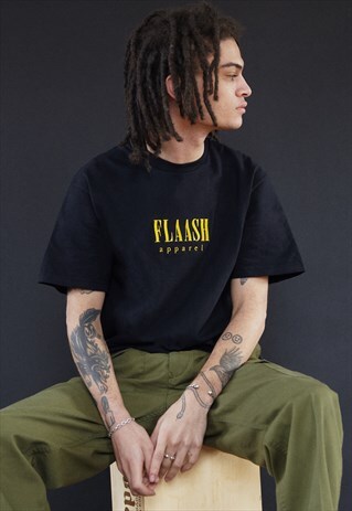 SHORT SLEEVE T-SHIRT IN BLACK WITH EMBROIDERED LOGO