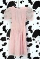 REVIVAL 80S PINK MONOCHROME COCKTAIL PARTY DISCO MIDI DRESS