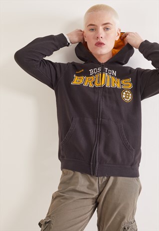 VINTAGE REEBOK BOSTON BRUINS ZIP-UP HOODIE BLACK