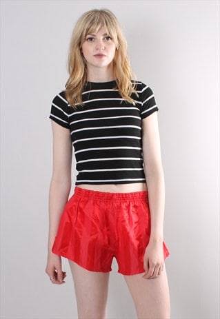 Vintage 80s Red Shiny Striped Sprinter Shorts | Style of the Salvaged ...