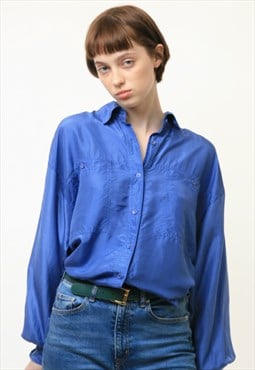 80s Vintage Seta Beige Buttons Up Blouse Shirt 3975