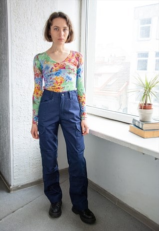 Vintage Y2K Blue Cargo Work Style Trousers