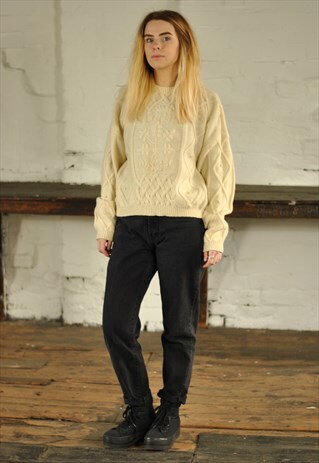 VINTAGE CHUNKY ARRAN KNIT WOOL JUMPER