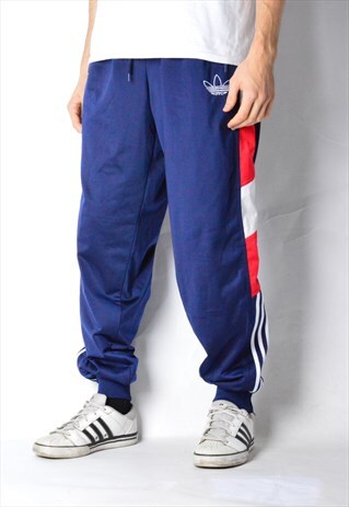 VINTAGE 90S NAVY BLUE RED ADIDAS SPORTS PANTS