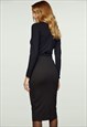 BLACK PRINT HIGH WAIST PENCIL SKIRT