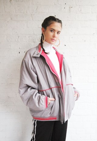 VINTAGE 90'S LADIES OVERSIZE ST. MICHAEL GREY BOMBER JACKET