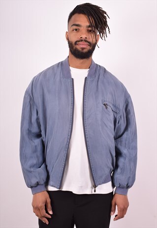 MENS VINTAGE BOMBER JACKET XL BLUE 90S