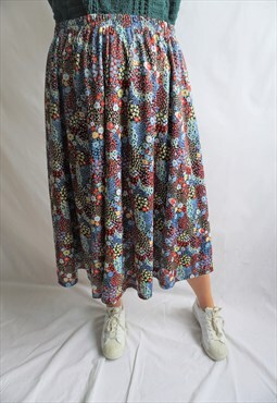 Vintage High Waist Summer Skirt Skirts Midi Floral 90s