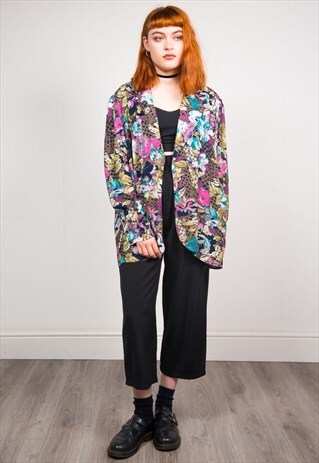 VINTAGE 90'S FLORAL PATTERN LIGHTWEIGHT BLAZER JACKET