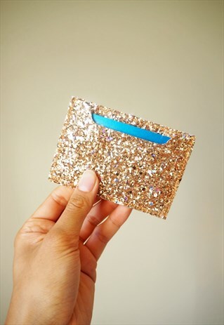 GOLD RAINBOW GLITTER CARD HOLDER