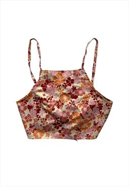 Vintage Y2K 00s Crop Top floral halter Pink