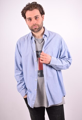 GAP MENS VINTAGE SHIRT MEDIUM BLUE 90S