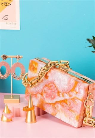 BY CAPRICE-KWAI LARGE ROSE QUARTZ CLUTCH BAG