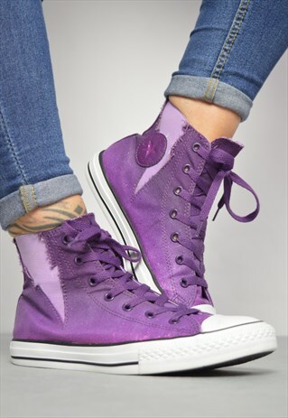 VINTAGE 90S CONVERSE PURPLE SPARKLY HI TOPS GRUNGE RETRO