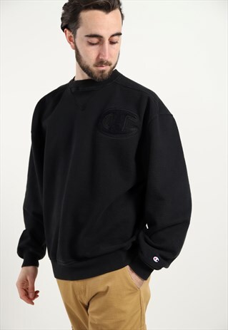VINTAGE CHAMPION BIG 'C' LOGO SWEATSHIRT BLACK