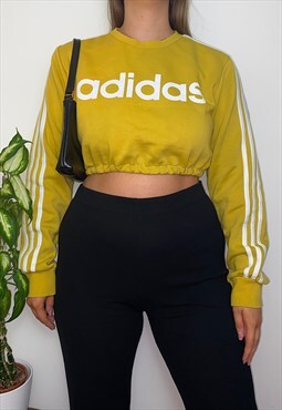 Reworked Adidas Yellow Cropped Sweatshirt