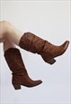 LIGHT BROWN SCHUH LEATHER COWBOY WESTERN BOOTS