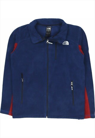 Vintage 90's The North Face Fleece Spellout Zip Up Navy