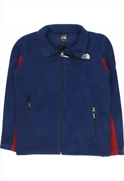 Vintage 90's The North Face Fleece Spellout Zip Up Navy