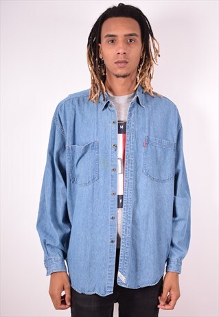 LEVI'S MENS VINTAGE DENIM SHIRT XL BLUE 90S