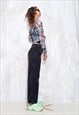 VINTAGE Y2K FLARE TROUSERS IN BLACK W SEQUINS