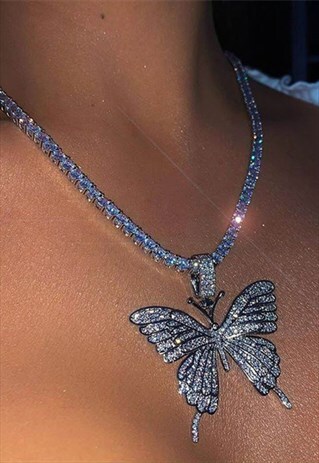 BUTTERFLY RHINESTONE CHAIN NECKLACE