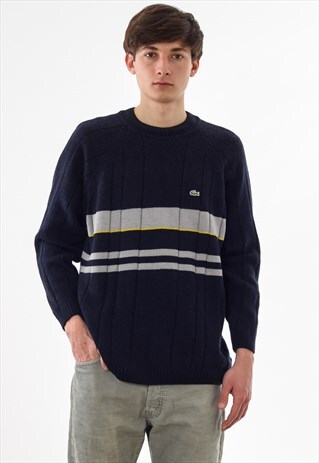 VINTAGE LACOSTE SWEATER 90S NAVY BLUE KNIT KNITTED