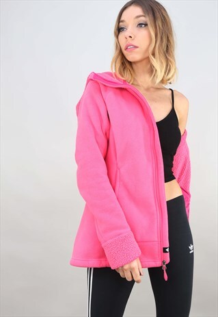 VINTAGE RETRO PINK ADIDAS ZIP UP FLEECE WITH HOOD