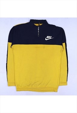 Vintage 90's Nike Sweatshirt Spellout Quarter Zip Blue,