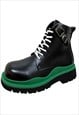 GRUNGE LACE UP BOOTS GREEN PLATFORM SHOES CHUNKY SOLE BLACK