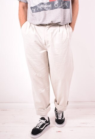 TOMMY HILFIGER MENS VINTAGE TROUSERS W34 L32 BEIGE 90S