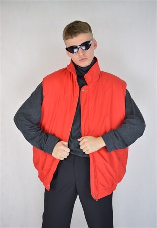 VINTAGE RED RAVE OVERSIZE CARGO GILET