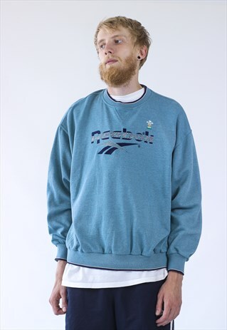 90S VINTAGE MENS REEBOK WRU RUGBY BIG LOGO SWEATSHIRT