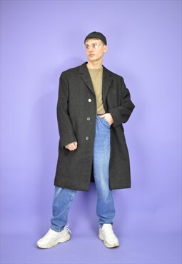 Vintage grey classic 80's wool coat
