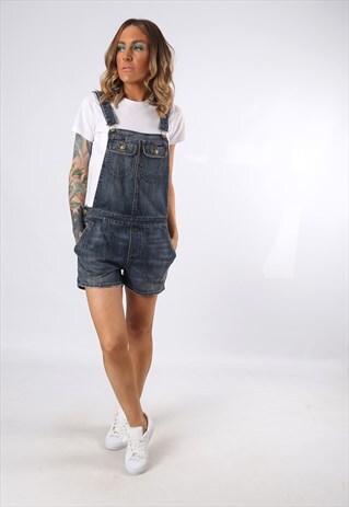 DENIM DUNGAREES SHORTS UK 12 (DCK)