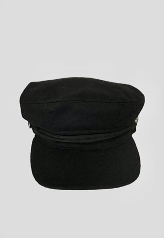 NEW VINTAGE STYLE BLACK WOOL MIX BAKER BOY FIDDLER HAT L