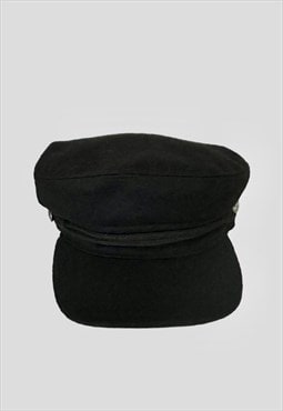 New Vintage Style Black Wool Mix Baker Boy Fiddler Hat L