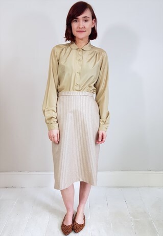 VINTAGE 80'S GOLDEN SHIMMER BUTTON UP COLLAR BLOUSE